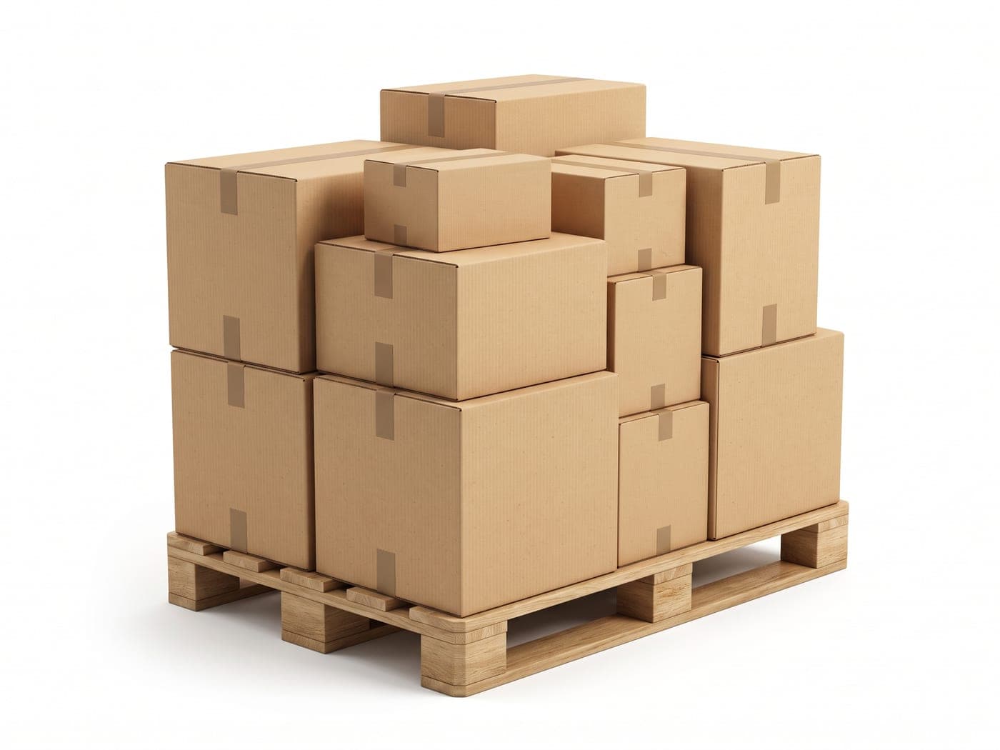 Cajas de cartón selladas sobre un pallet